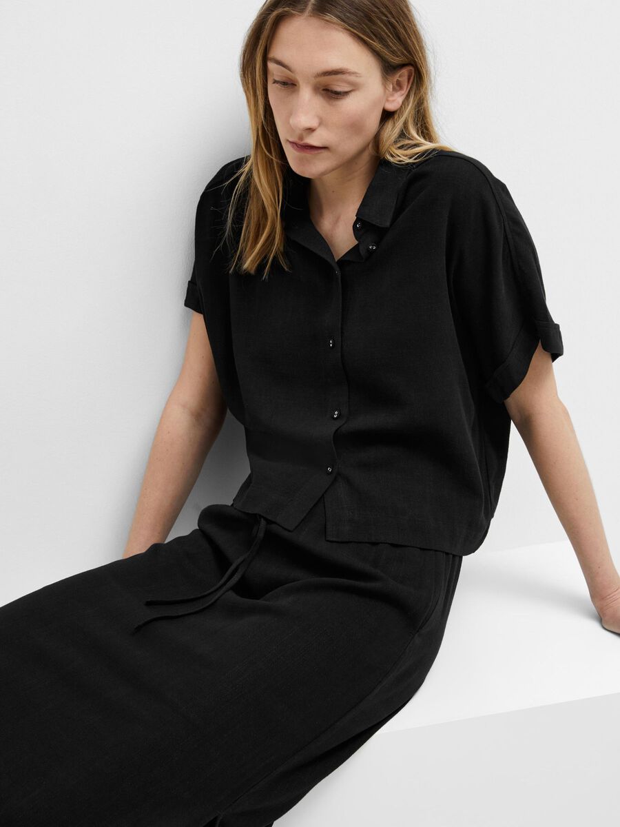 SLFVIVA Cropped Shirt BLACK