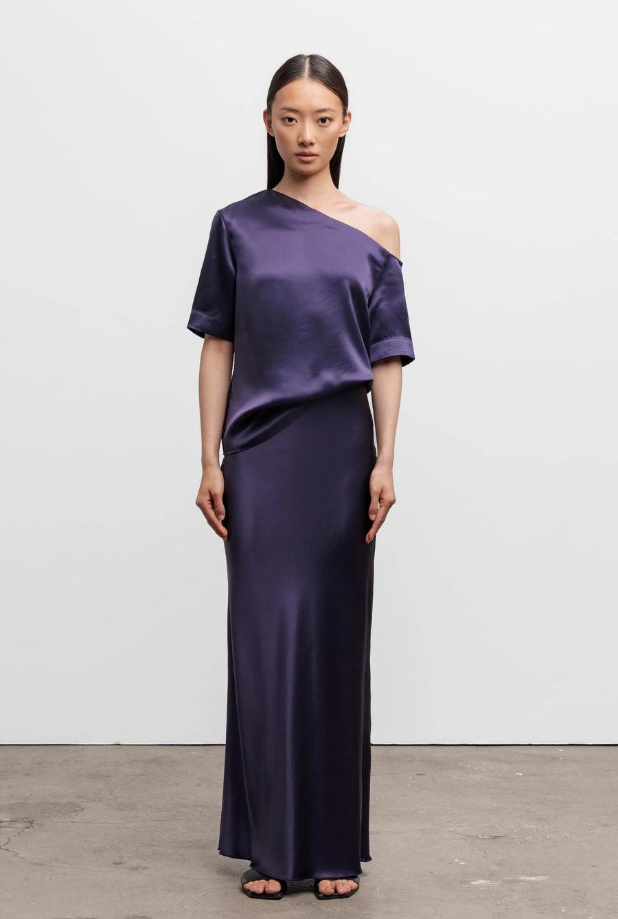 HANA long logo Skirt PLUM