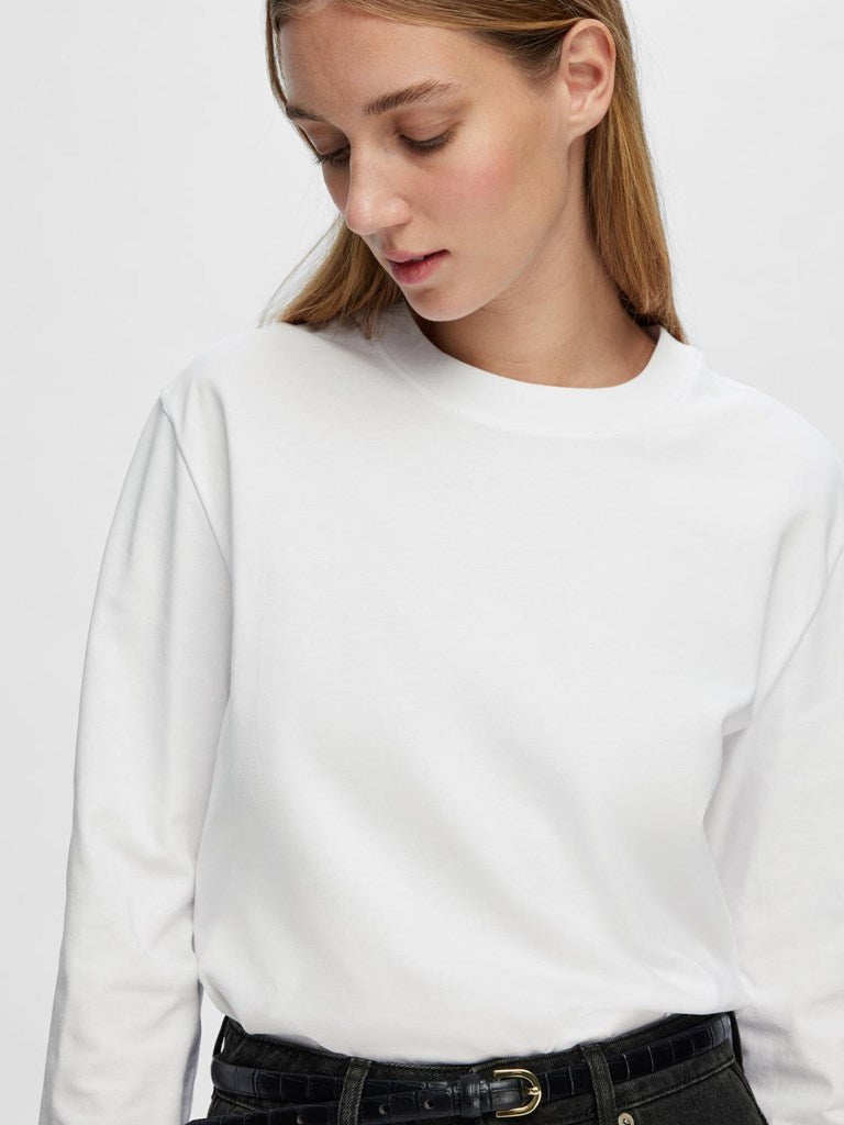 SLFESSENTIAL LS BOXY TEE Bright white