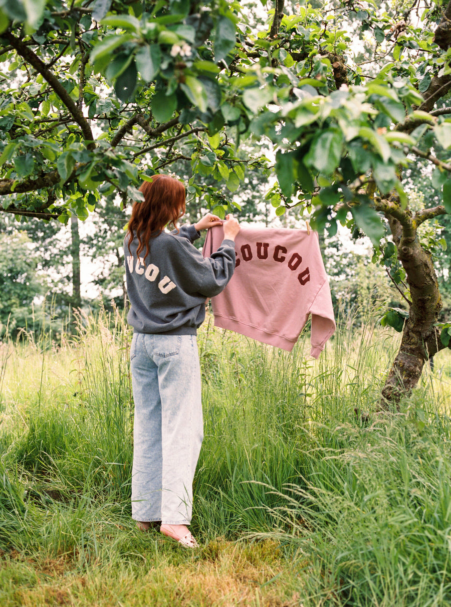 JOSEPH sweater - Pink with bordeaux letters ONESIZE