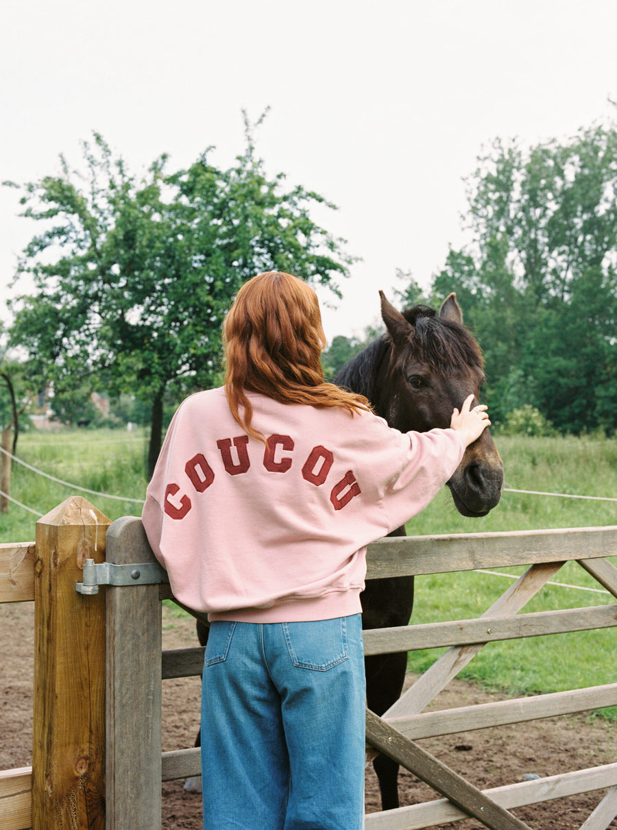 JOSEPH sweater - Pink with bordeaux letters ONESIZE