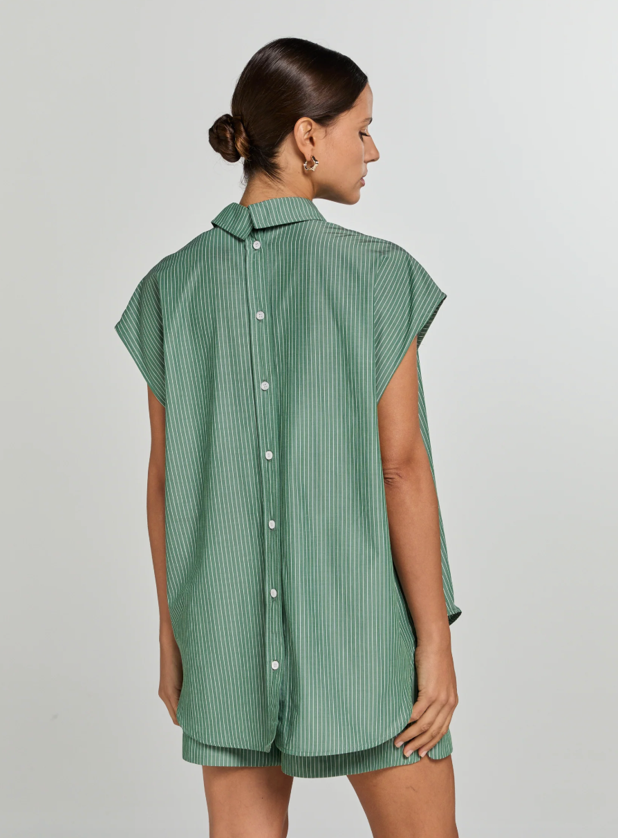 ALBA Shirt Green/white stripes