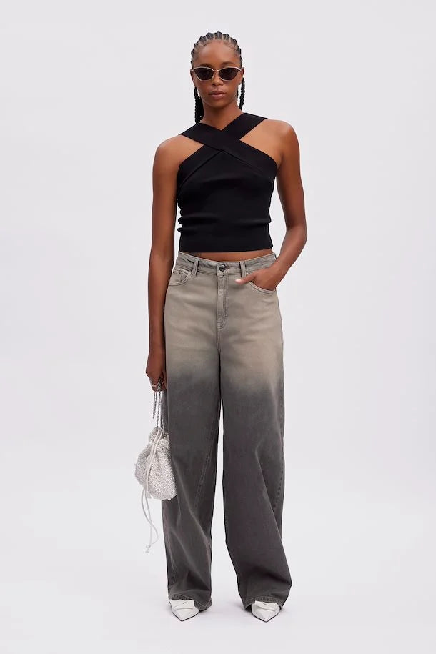 ZORELLY GZ HW Wide pants Grey faided wash