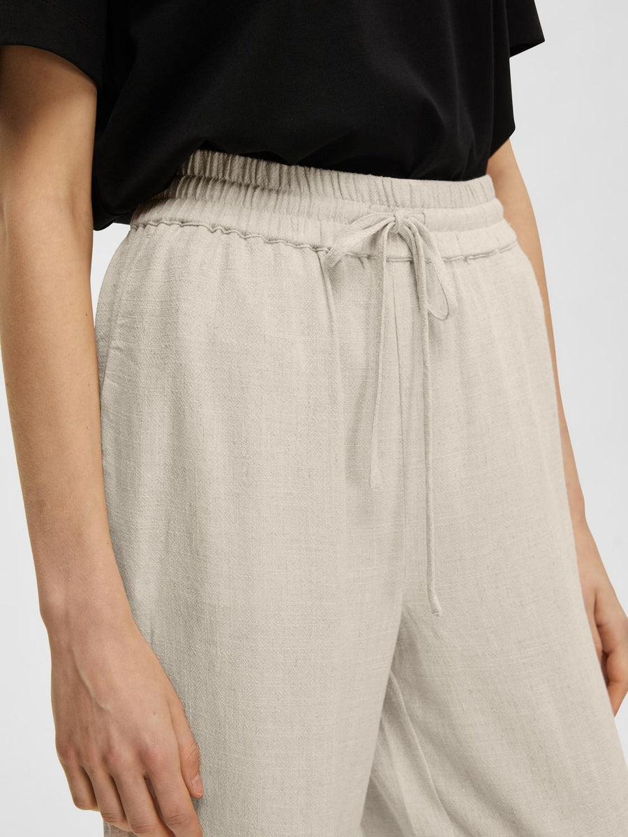 SLFVIVA GULIA hw long linen pants SANDSHELL