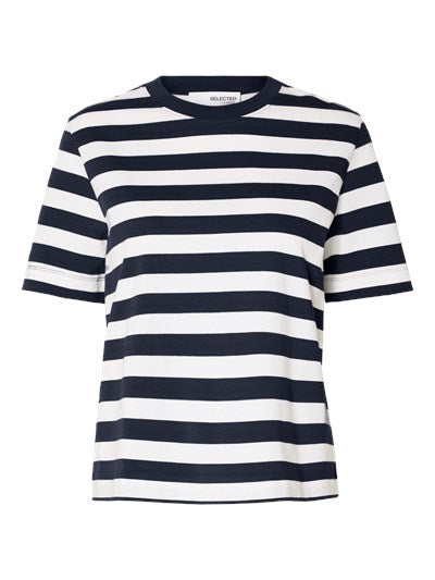 SLFESSENTIAL SS Striped boxy tee